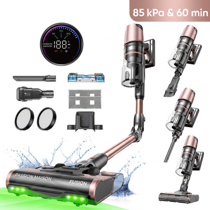 Aspirateur Balai Sans Fil Fusion – Aspiration & Lavage 2-en-1 – 85 KPa – 60 min