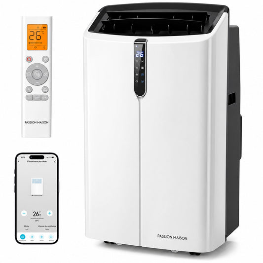 Climatiseur Mobile Réversible 14000 BTU Passion Maison Polar 14 – Wi-Fi, 5-en-1, Chauffage, Déshumidificateur & Kit Fenêtre