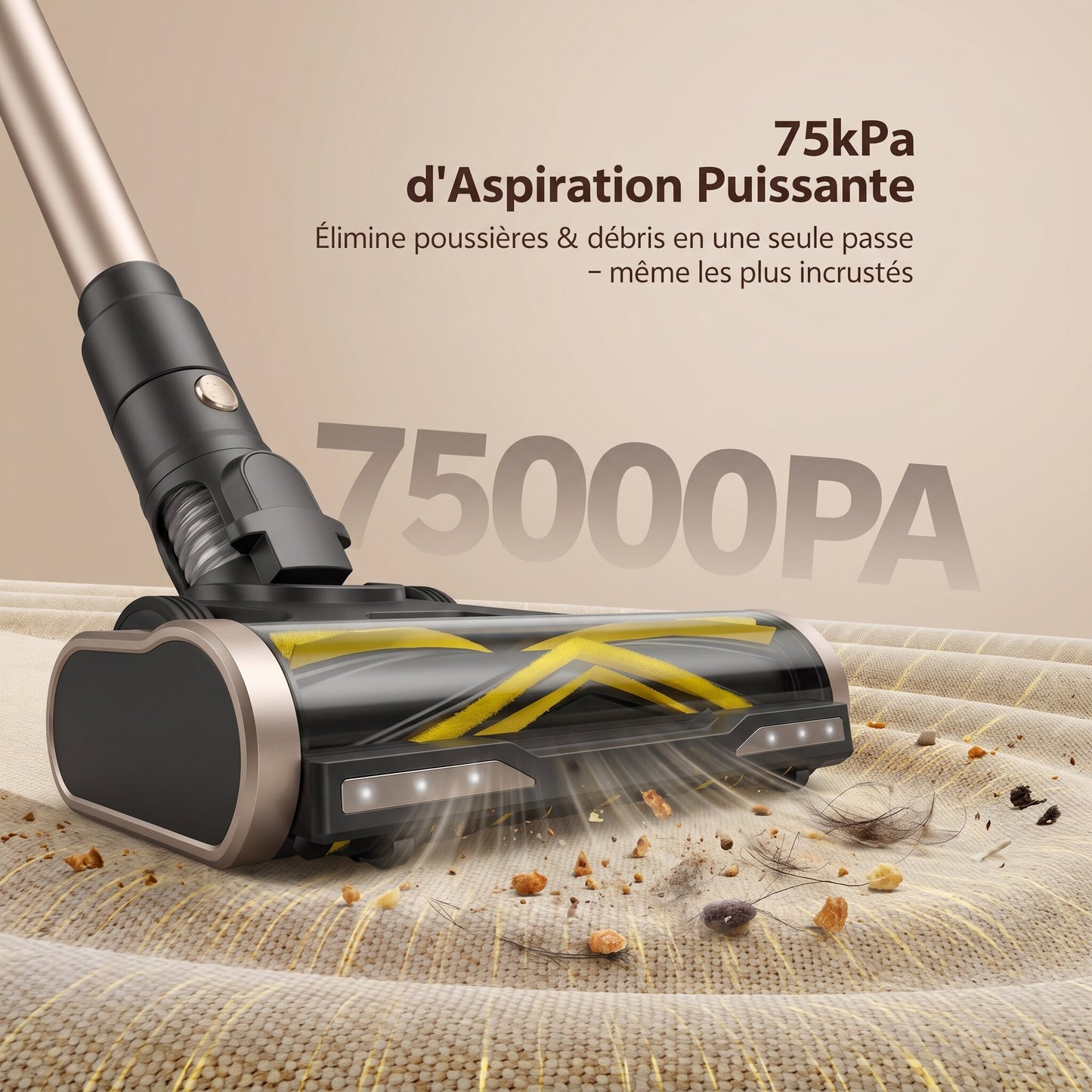 Aspirateur Balai Sans Fil Nova – 75 kPa – 70 min – Autoportant – Éclairage LED