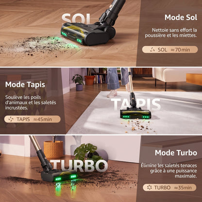Aspirateur Balai Sans Fil Nova – 75 kPa – 70 min – Autoportant – Éclairage LED