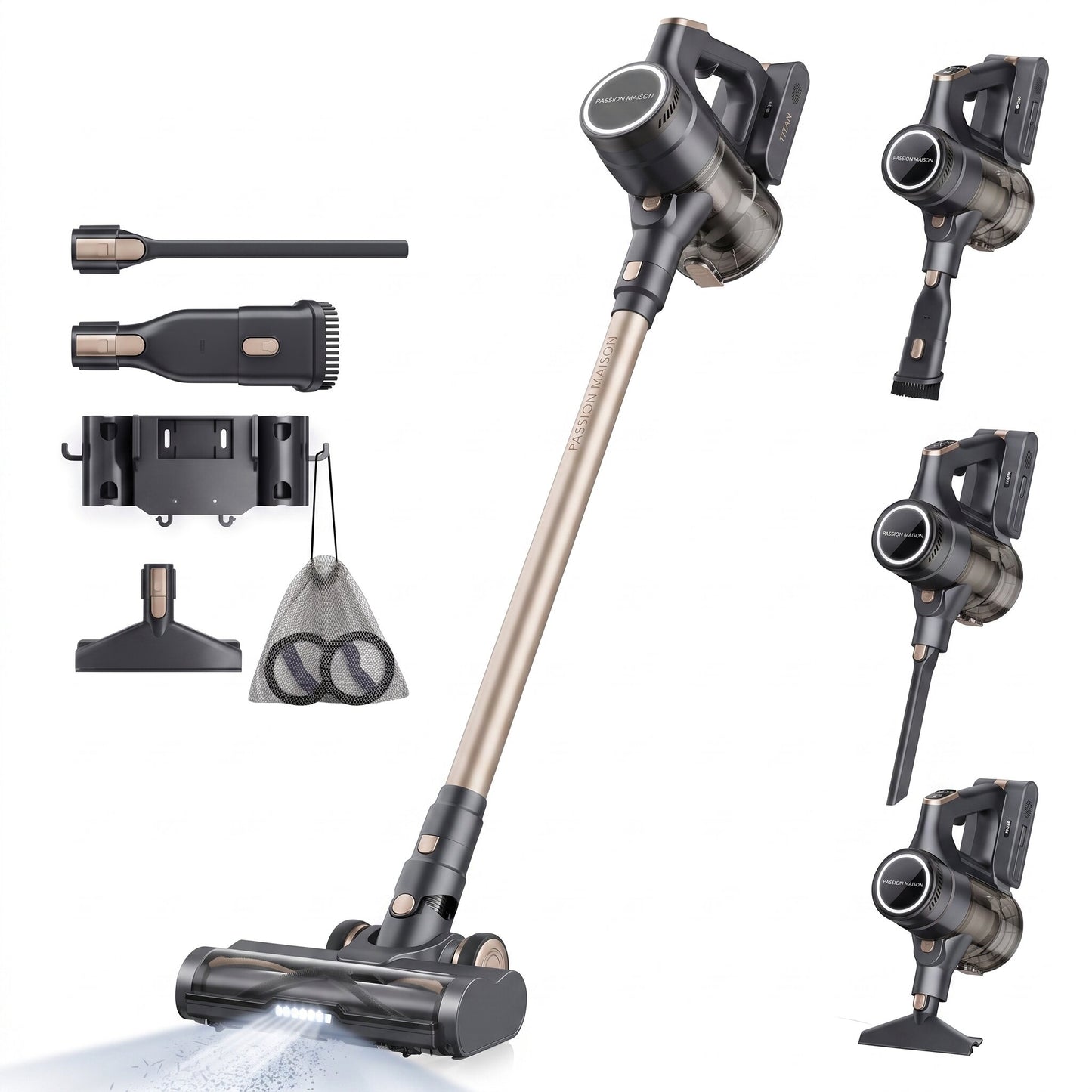 Aspirateur Balai Sans Fil Titan – 55 kPa – 600 W – 70 min – Écran LED – Anti-Enchevêtrement