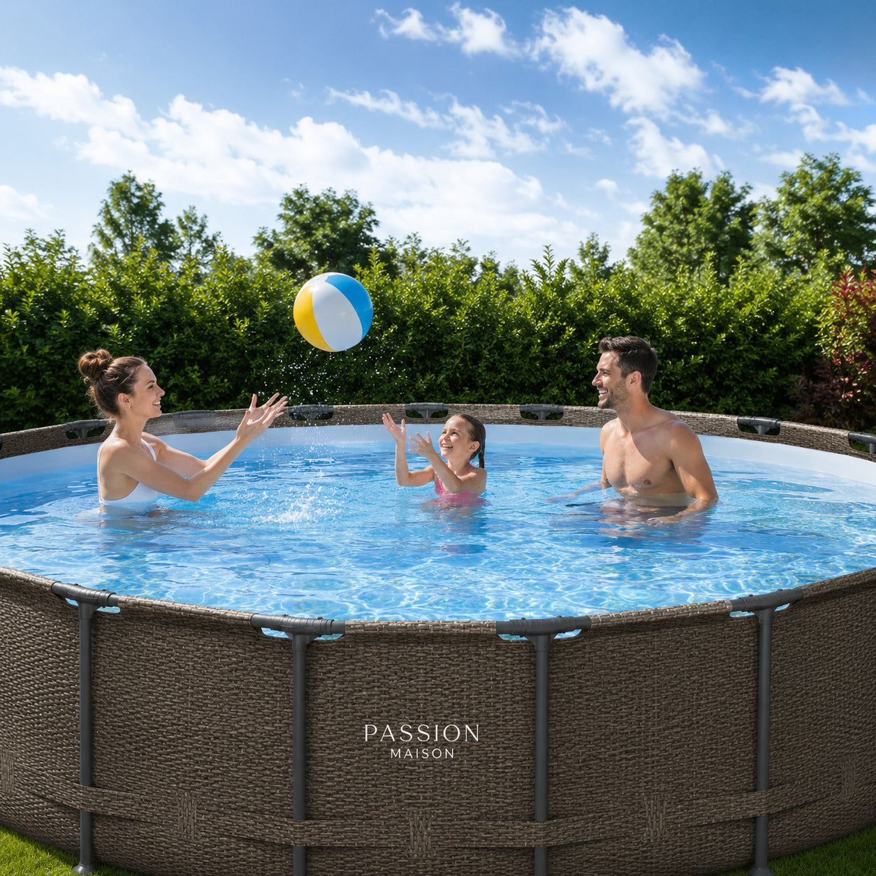 Piscine Tubulaire Ronde Passion Maison Azur 5,49 x 1,22m – Échelle, Bâche & Pompe Incluse