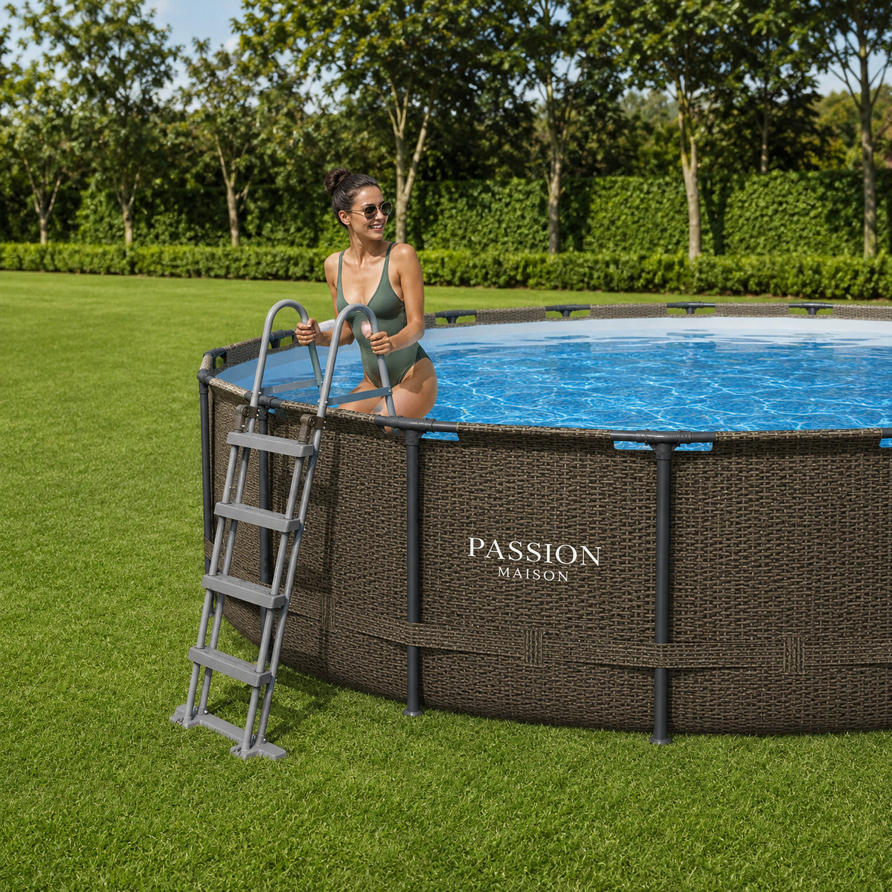 Piscine Tubulaire Ronde Passion Maison Azur 5,49 x 1,22m – Échelle, Bâche & Pompe Incluse