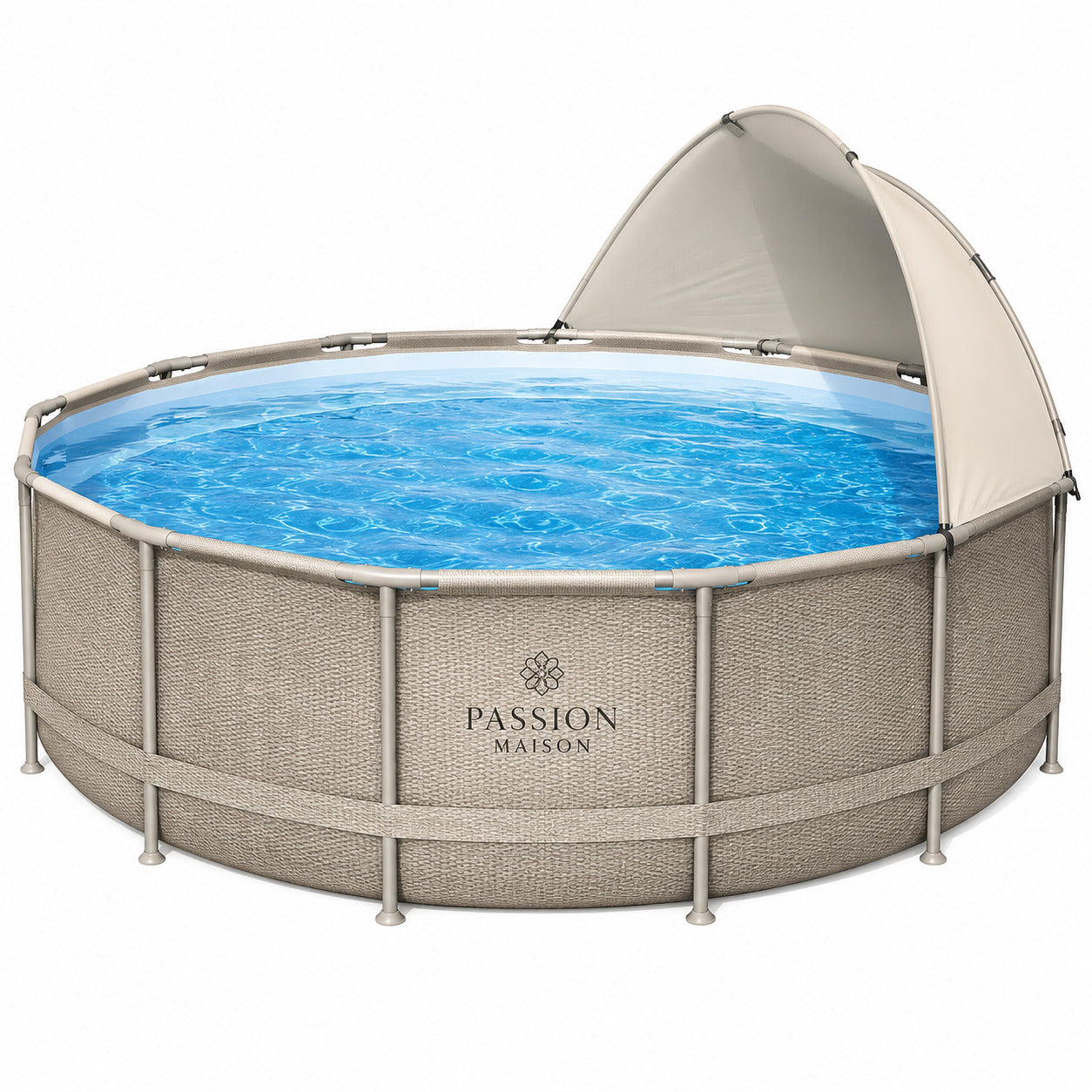 Piscine Tubulaire Ronde Passion Maison Oasis 3,96 x 1,07m – Auvent, Échelle & Pompe Incluse