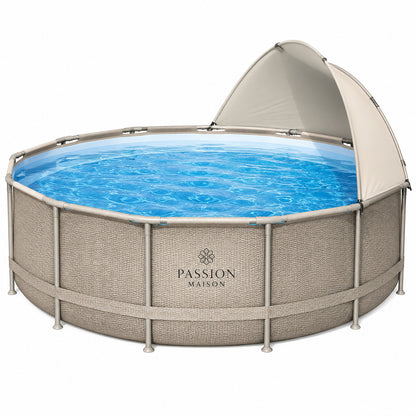 Piscine Tubulaire Ronde Passion Maison Oasis 3,96 x 1,07m – Auvent, Échelle & Pompe Incluse